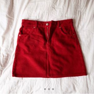 Red corduroy skirt